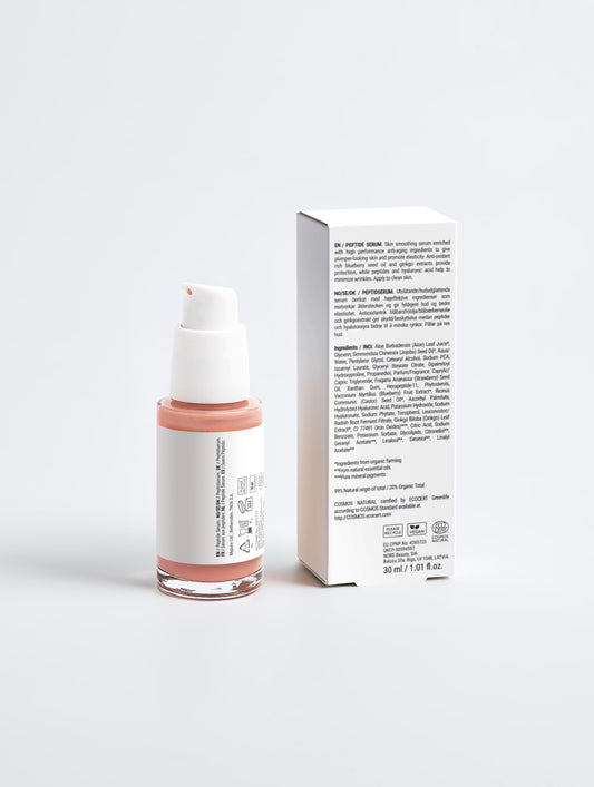 Elvora Peptide Anti-Aging Serum, back label and ingredients